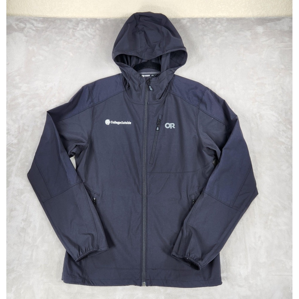 Outdoor Research Ferrosi Jacket Mens Large Blue Hooded Softshell Hiking 287617